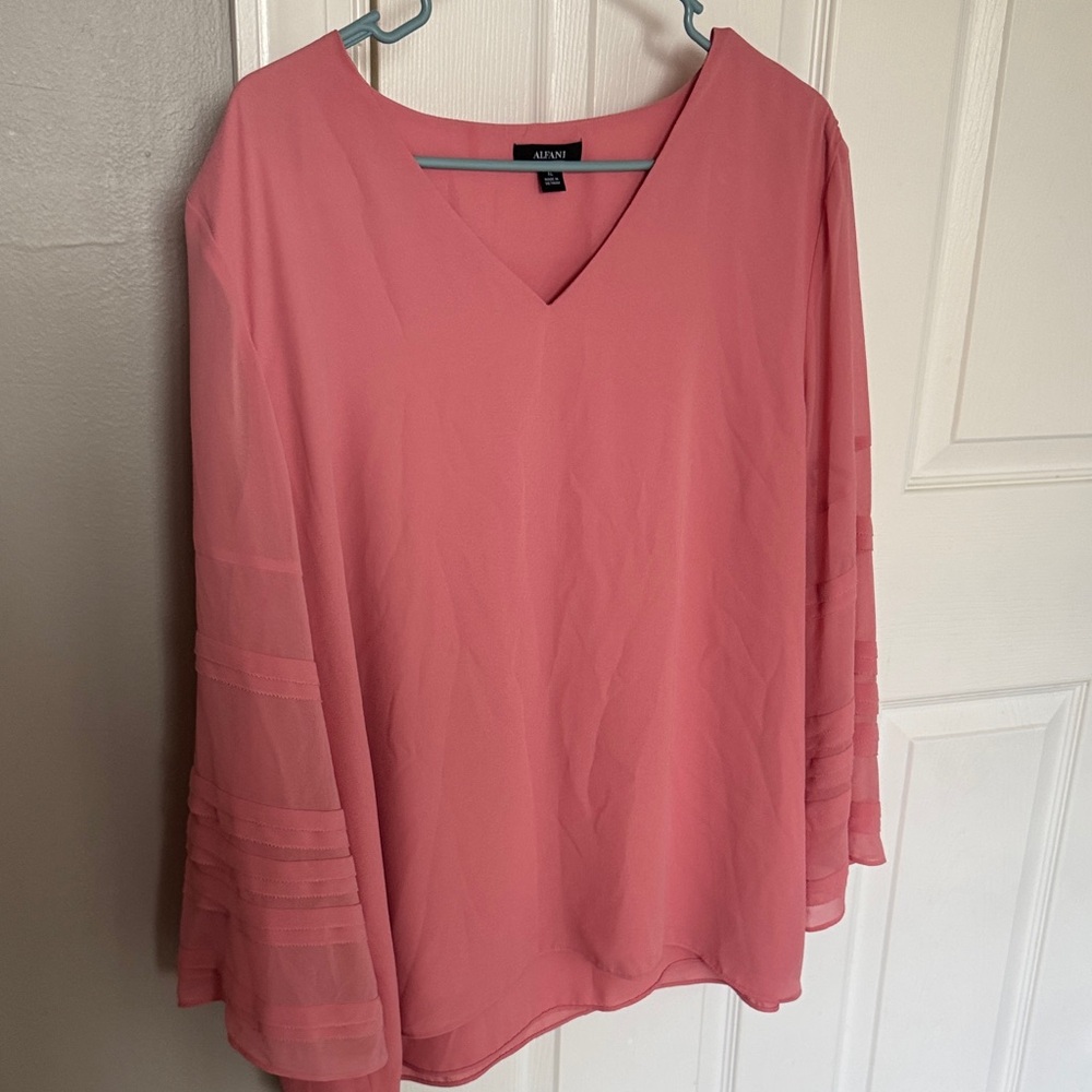 Alfani Women's Pink V-Neck Blouse